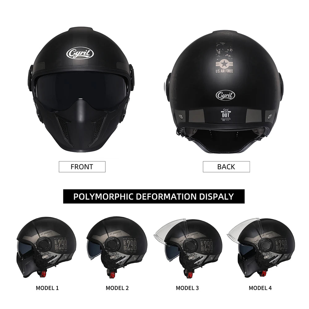 Cyril OP12A Modular Full Face Motorcycle Helmet With Dual Lens