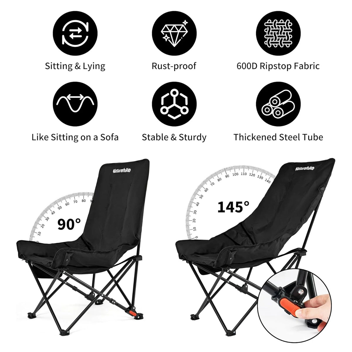 Naturehike Sea Star Recliner Moon Chair Outdoor Folding Camping Seat