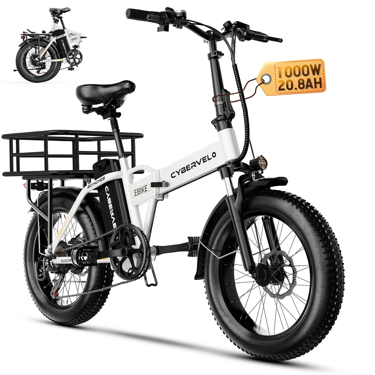 CYBERVELO EK4 Folding 1000W Electric Bike 48V Battery