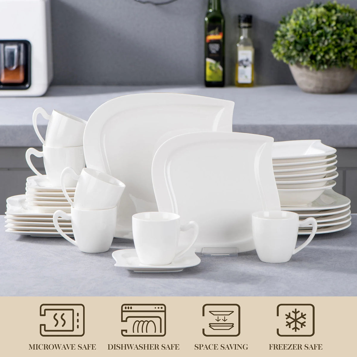 Malacasa Premium Porcelain Dinner Set Complete Tableware Collection
