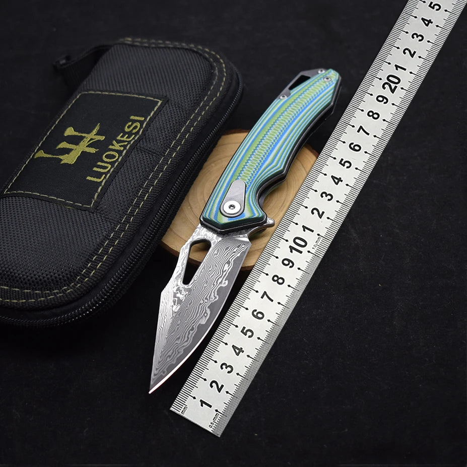 Blackdragon Damascus Steel Folding Pocket Knife With G10 Handle