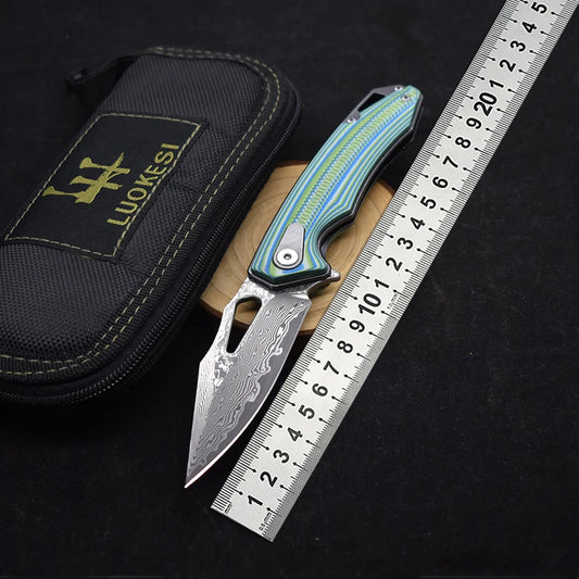 Blackdragon Damascus Steel Folding Pocket Knife With G10 Handle