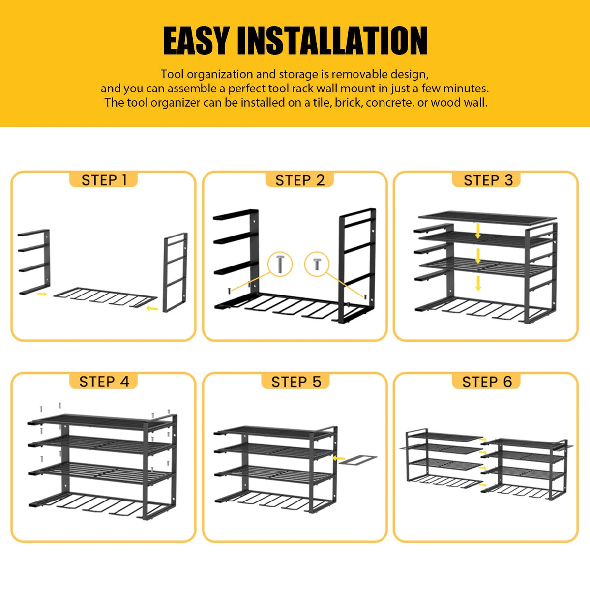 Heavy Duty Wall Mounted Power Tool Storage Rack Organizer
