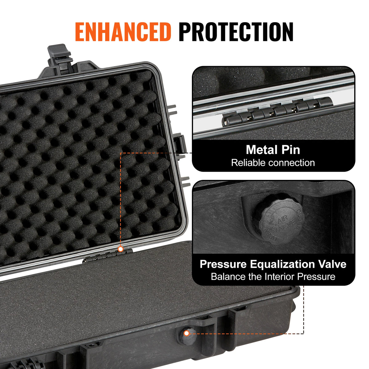 SucceBuy Hard Rifle Case Portable Long Gun Storage Suitcase with 2 Casters Shockproof & Waterproof Airsoft Rifle Protective Case