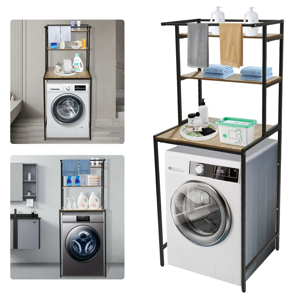 Bymaocar 3 Tier Washing Machine Rack Stand Organizer