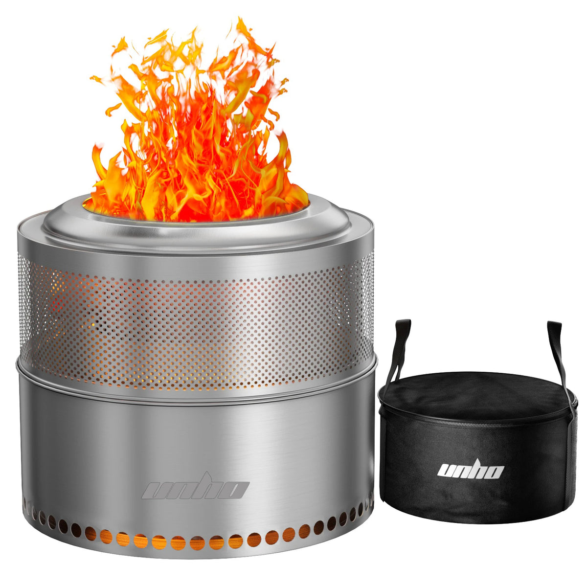 Large Stainless Steel Smokeless Wood Burning Fire Pit With Carry Bag