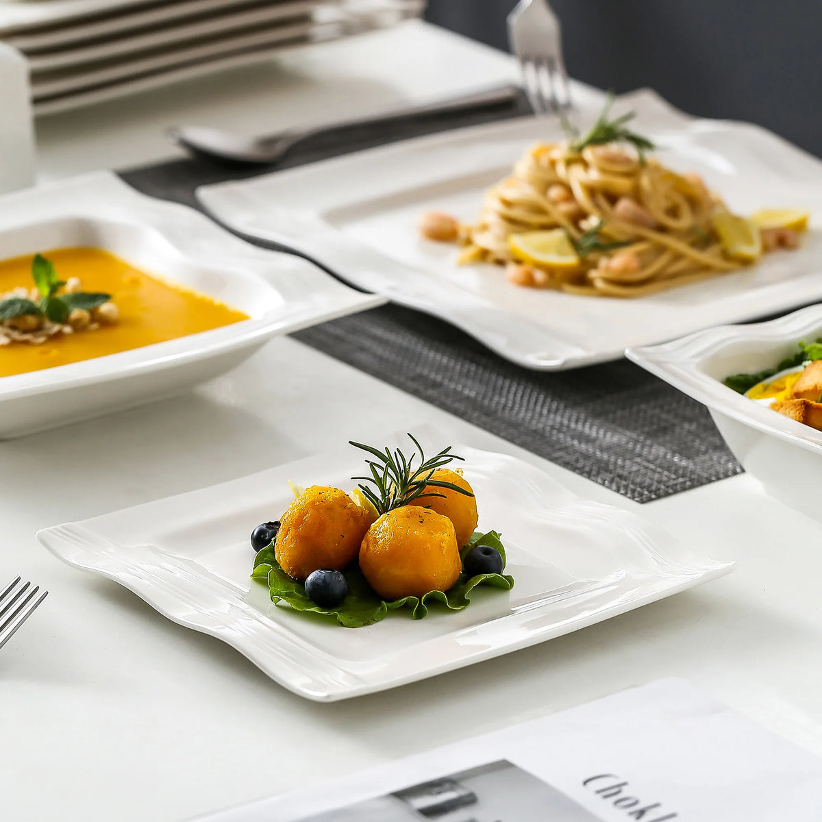 Malacasa Square Porcelain Dinnerware Set Plates And Bowls