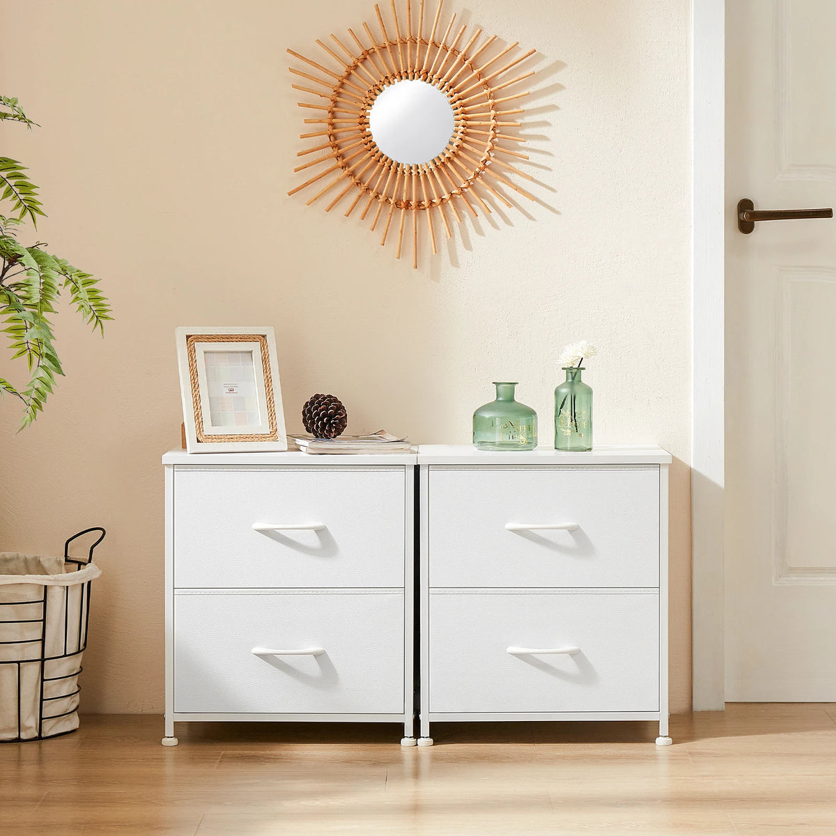 JHK Minimalist Nightstand Bedside Table With Storage Drawers