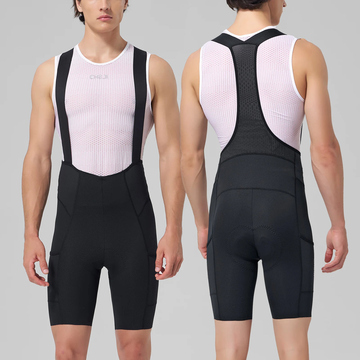 Cheji Mens Cycling Bib Shorts Seamless Quick Dry Breathable Performance