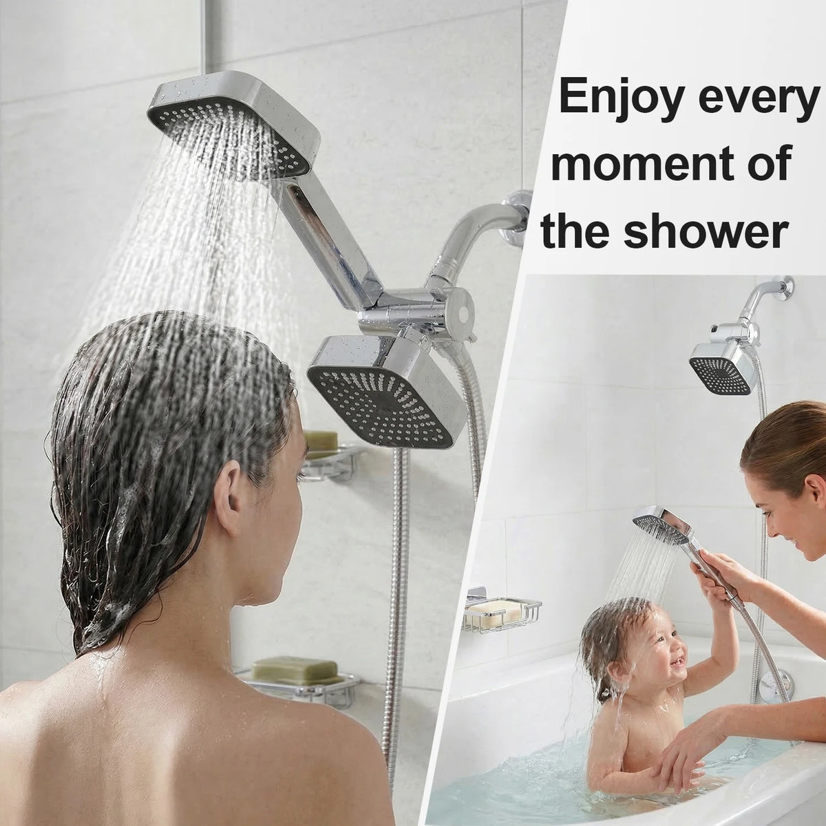High Flow 2 In 1 Wall Mounted Shower Head Set