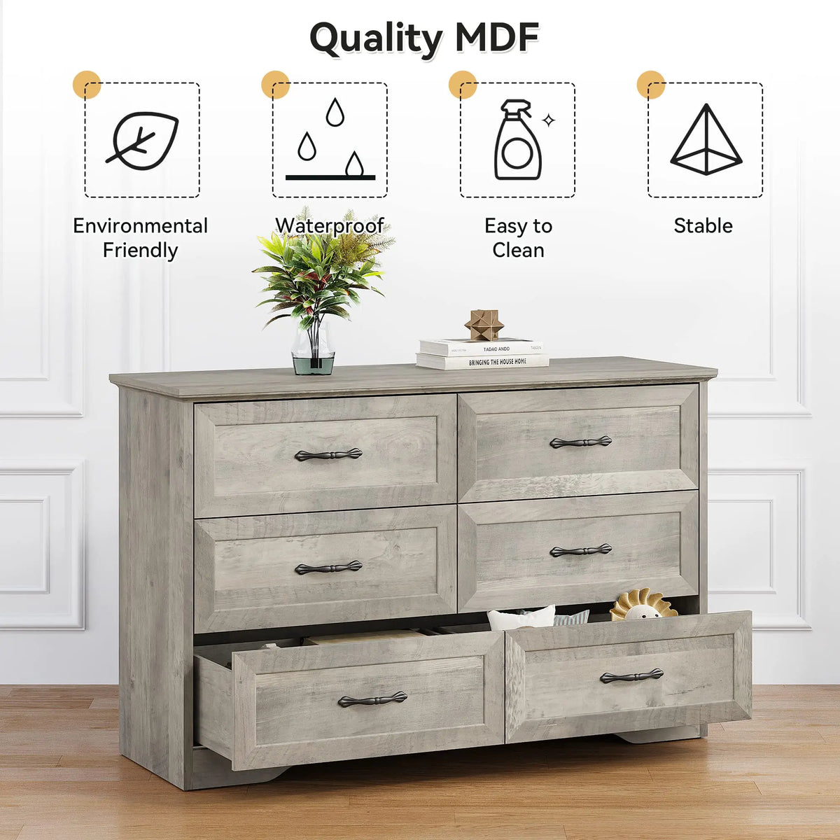 Studyset 6 Drawer Dresser For Bedroom Living Room Storage Furniture