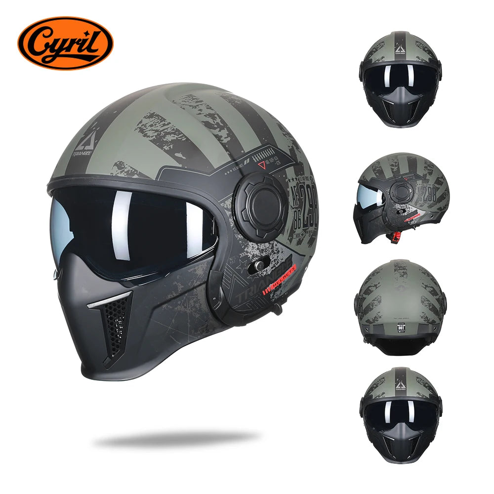 Cyril OP12A Modular Full Face Motorcycle Helmet With Dual Lens