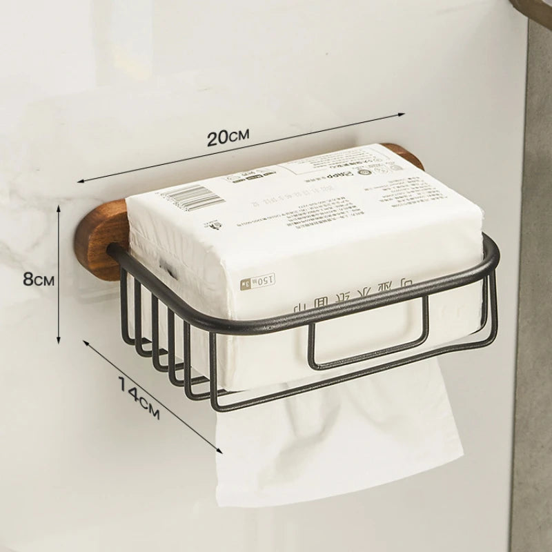 Walnut Wall Mounted Towel Rack And Bath Storage Organizer