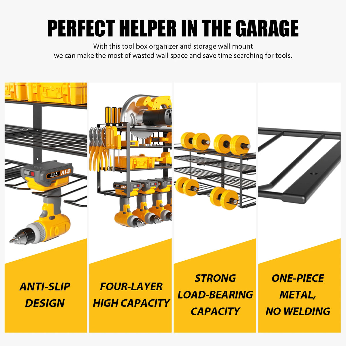 Heavy Duty Wall Mounted Power Tool Storage Rack Organizer