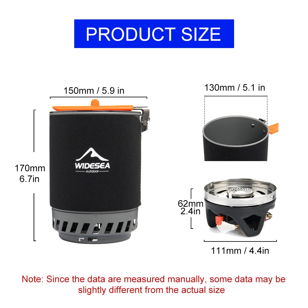 Widesea Camping Cooking System With Heat Exchanger Gas Burner Stove Pot Set
