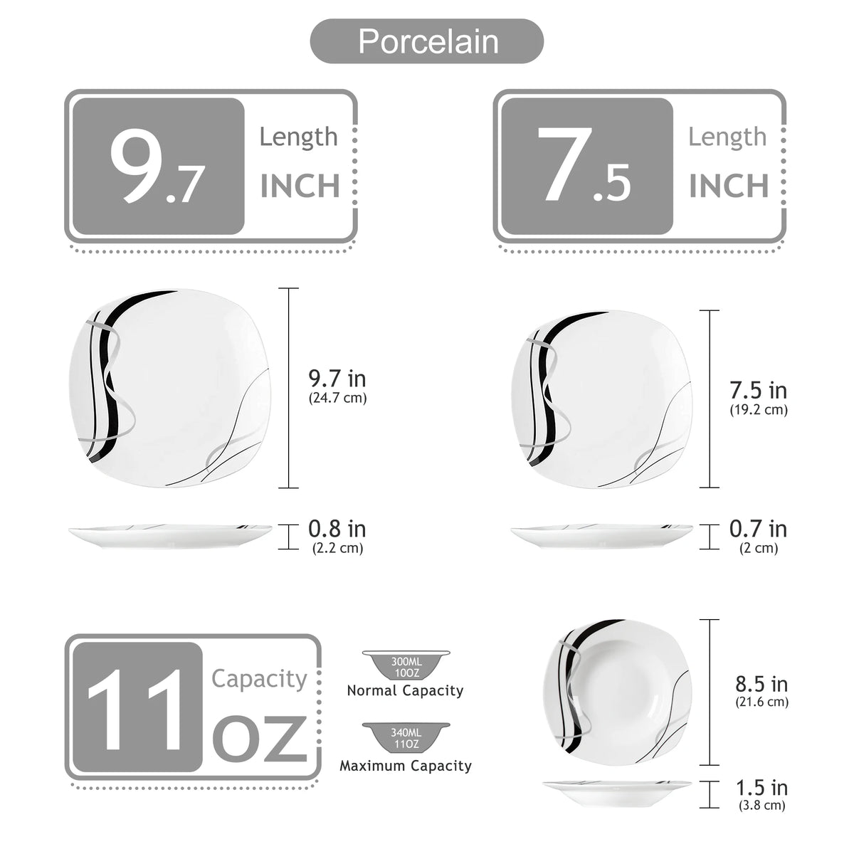 Malacasa Fiona Ceramic Striped Porcelain Dinner Set