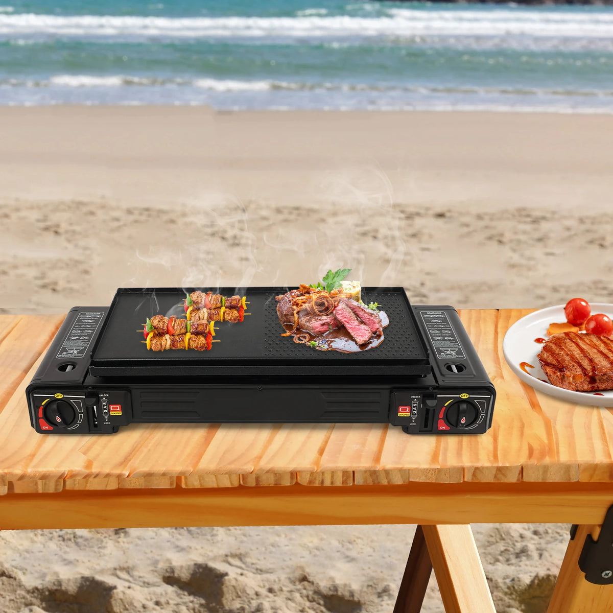 Portable 2 Burner Gas Stove With Tray