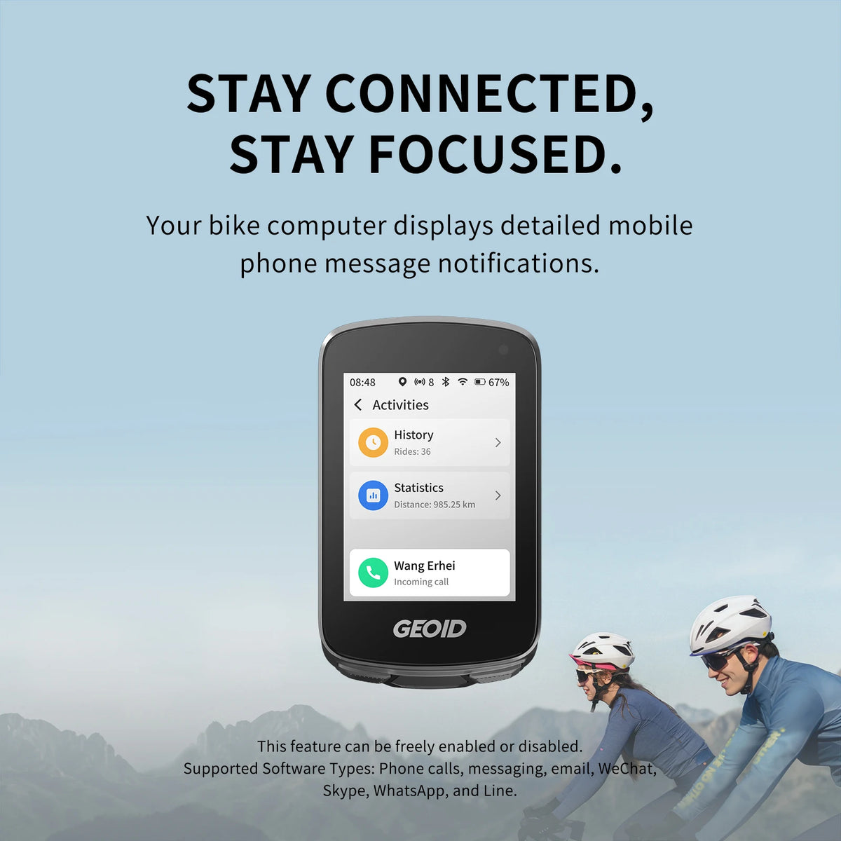 GEOID Wireless Bike Computer With Touchscreen And Map Navigation