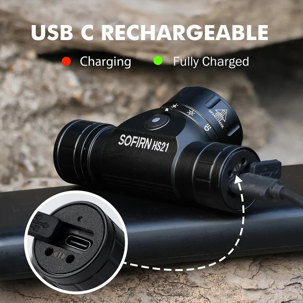 Sofirn HS21 2000lm USB C Rechargeable Headlamp With Infrared Switch