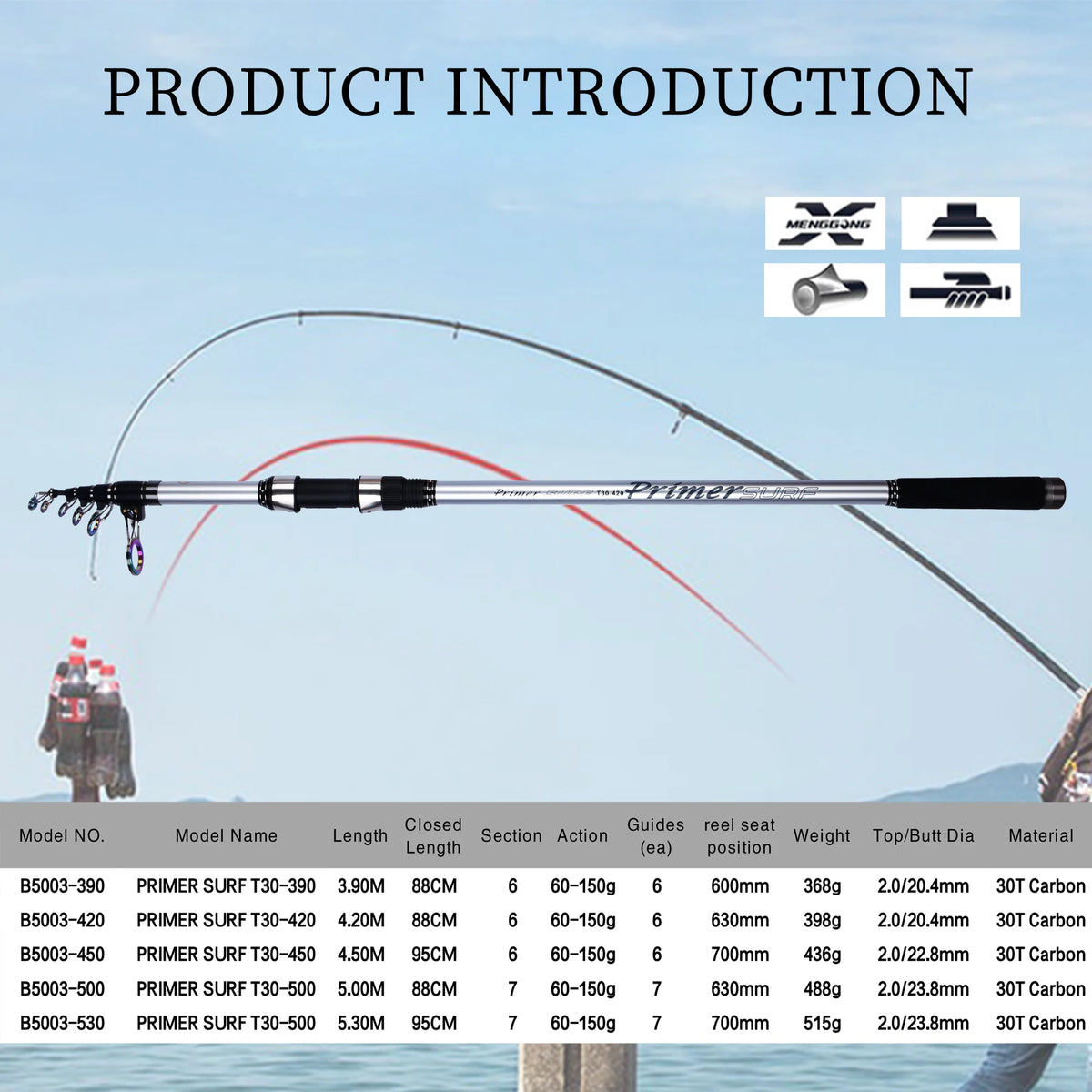 Biutifu Telescopic Fishing Rod For Surf Casting