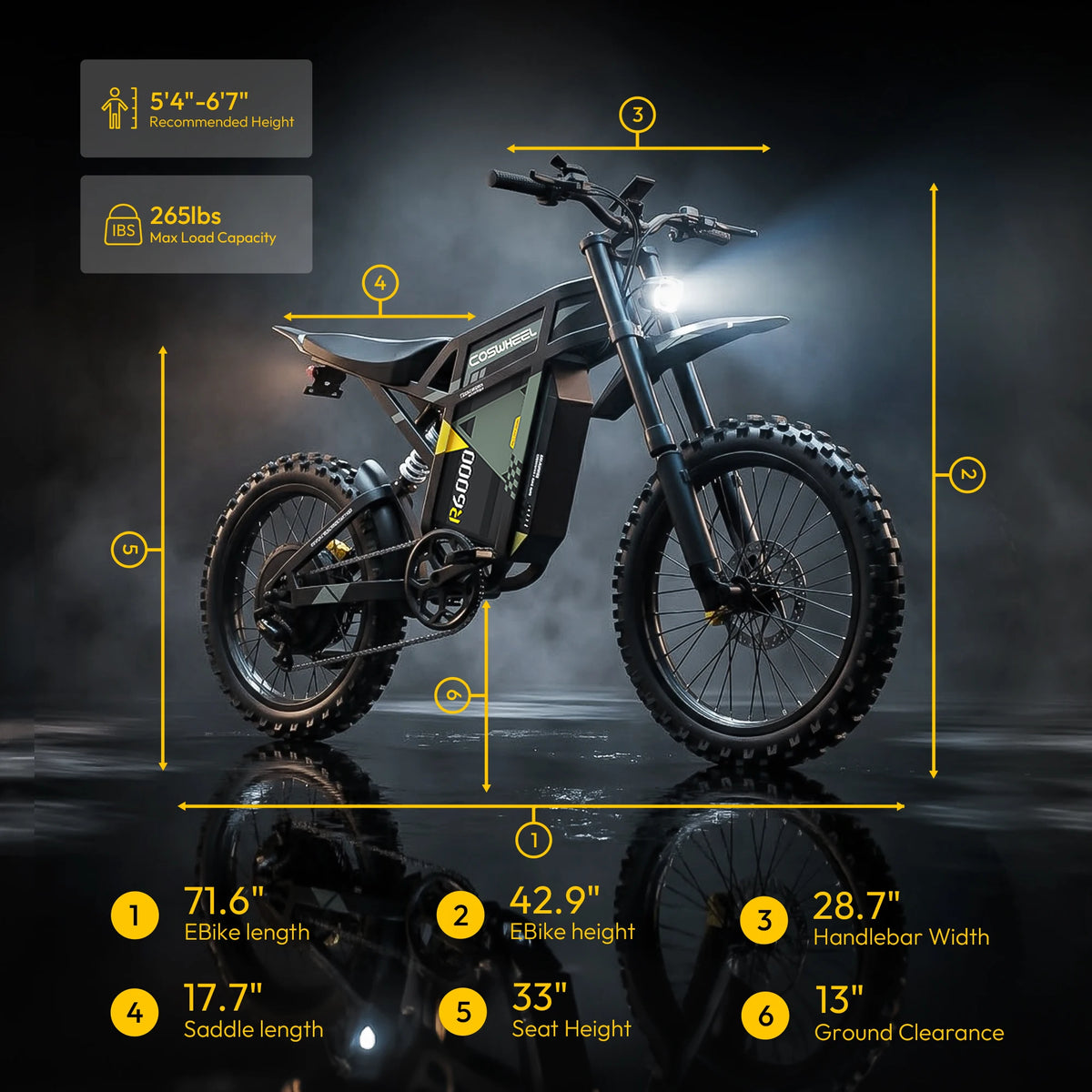 Coswheel R6000 7000W Off Road Electric Bike 60V 30Ah