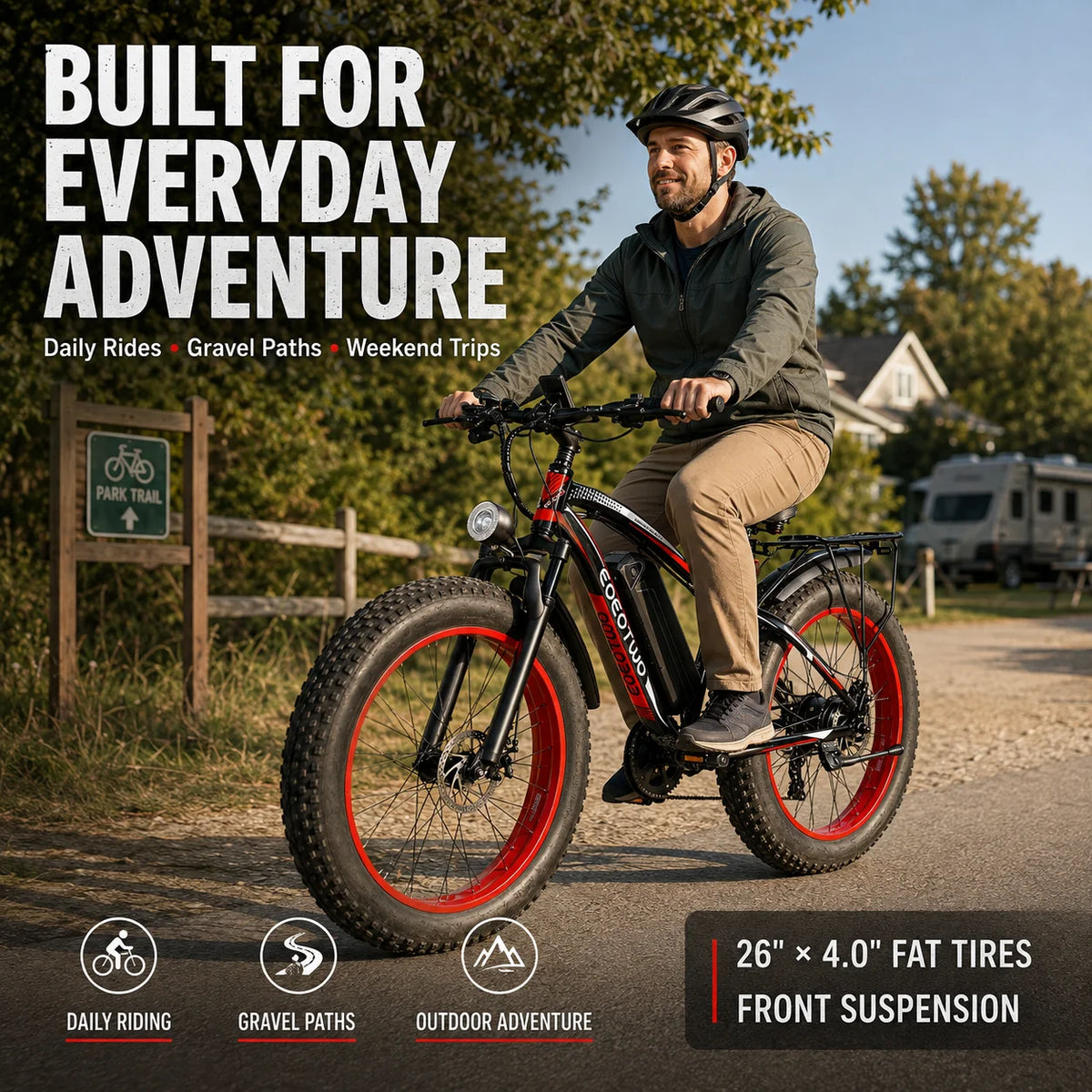 Eoeotwo Heavy Duty Ebike With Front Suspension And Rear Rack