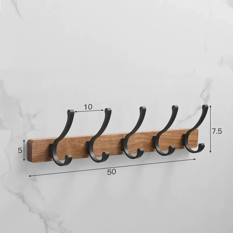 Walnut Wall Mounted Towel Rack And Bath Storage Organizer