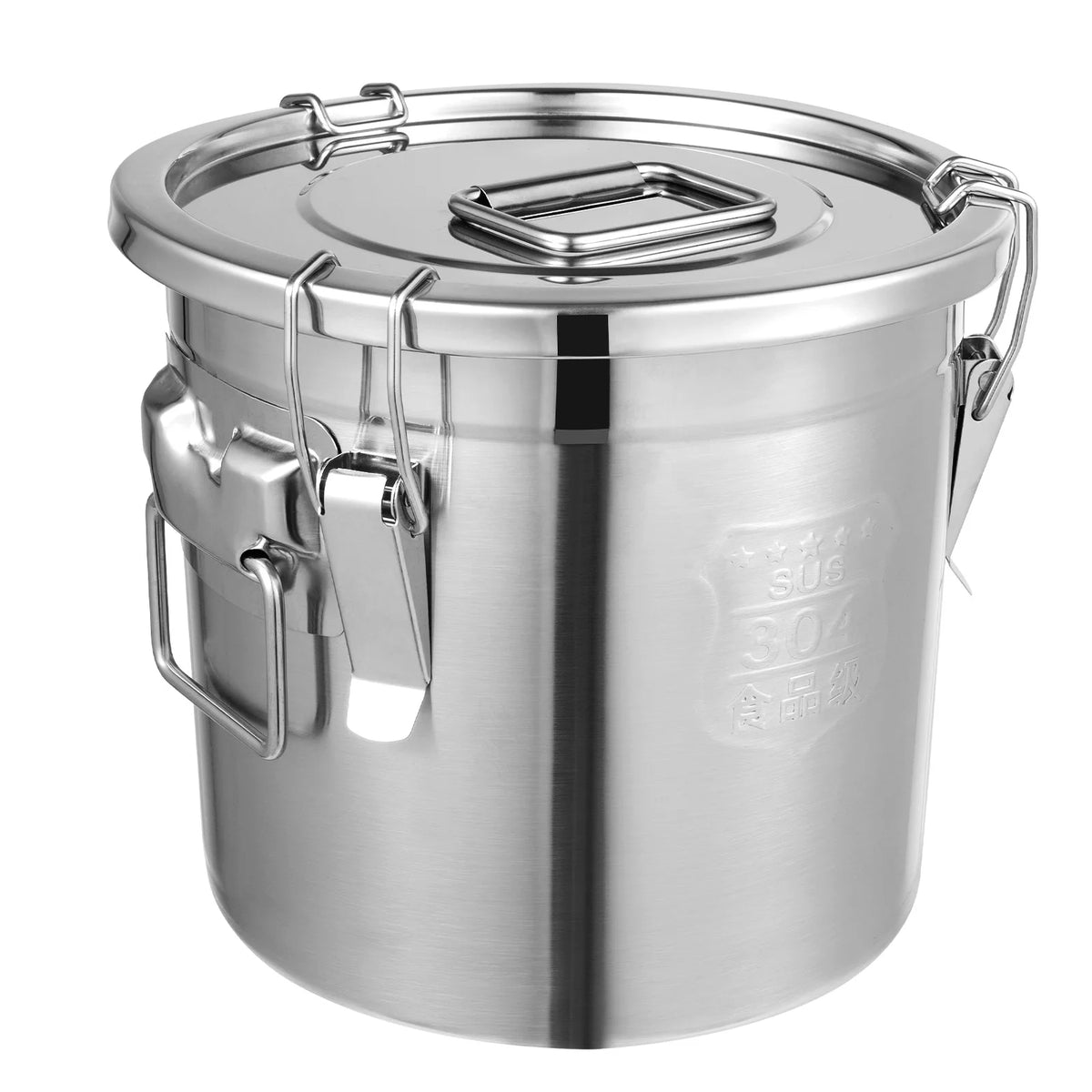 Food Grade Stainless Steel Storage Bucket With Lids Locking Clamps