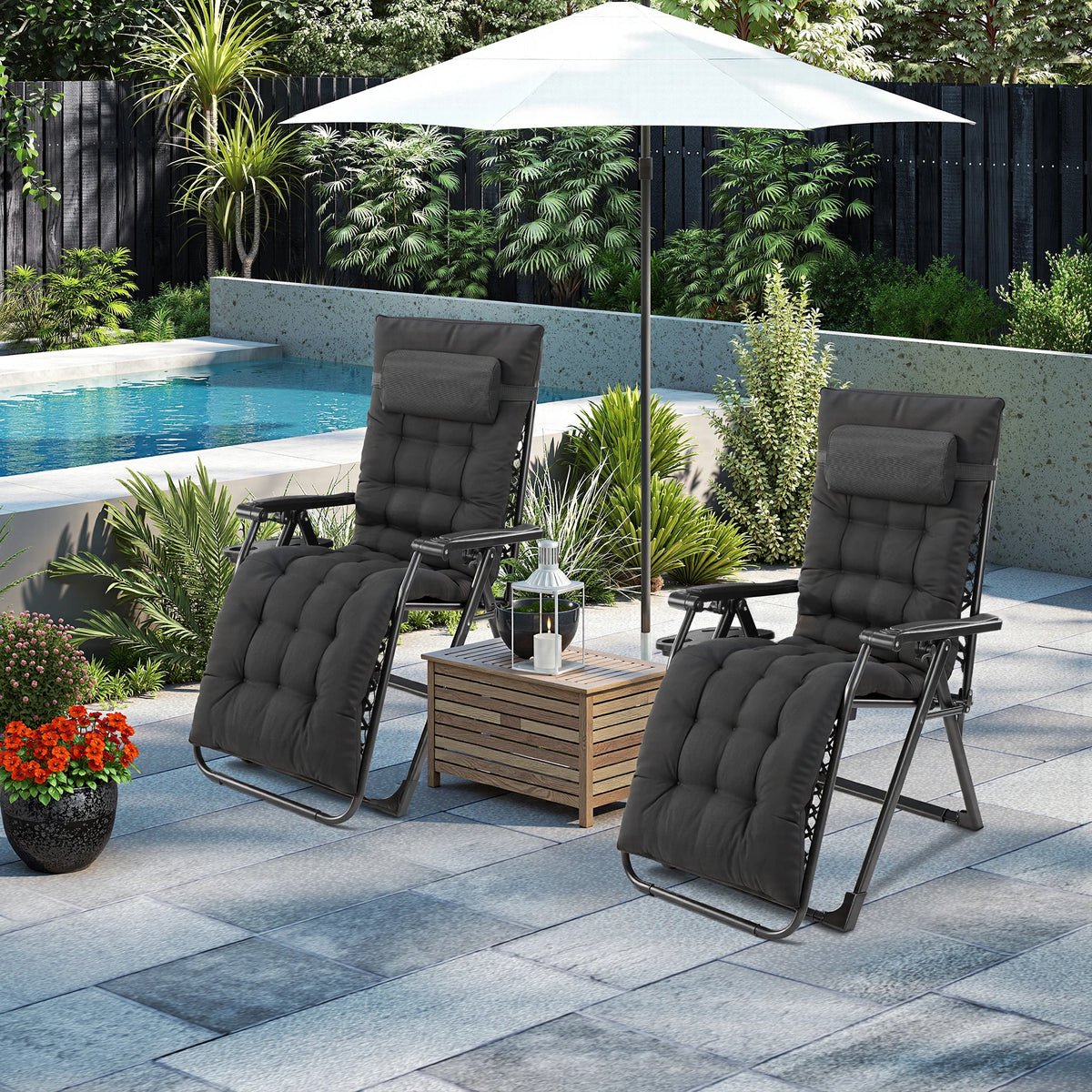 JHK Zero Gravity Recliner Folding Portable Chair With Cup Holder