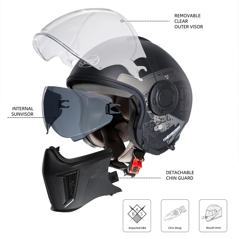 Cyril OP12A Modular Full Face Motorcycle Helmet With Dual Lens