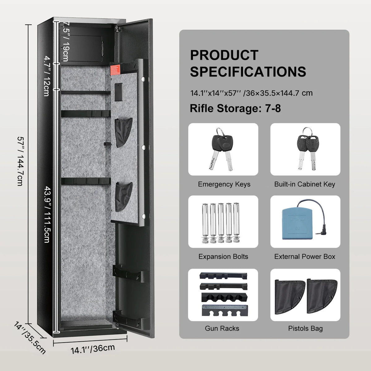 SucceBuy Digital Keypad Gun Safe Cabinet For Long Guns And Pistols
