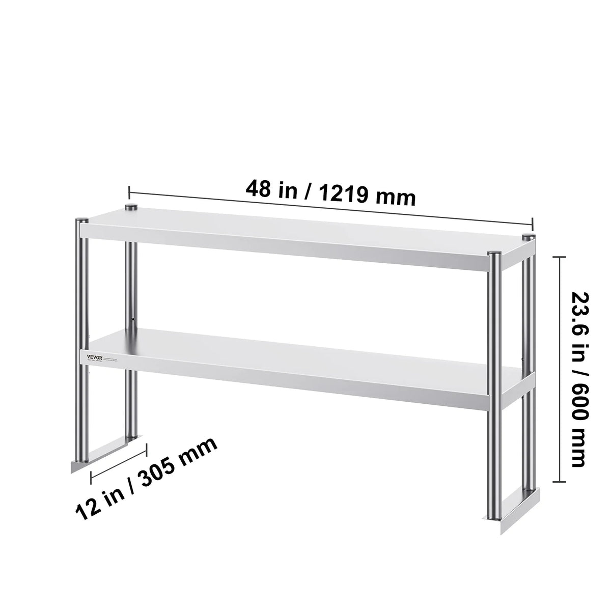 SucceBuy Stainless Steel kitchen worktable Overshelf with Height Adjustable Overshelf Prep Work Table for Kitchen Restaurant