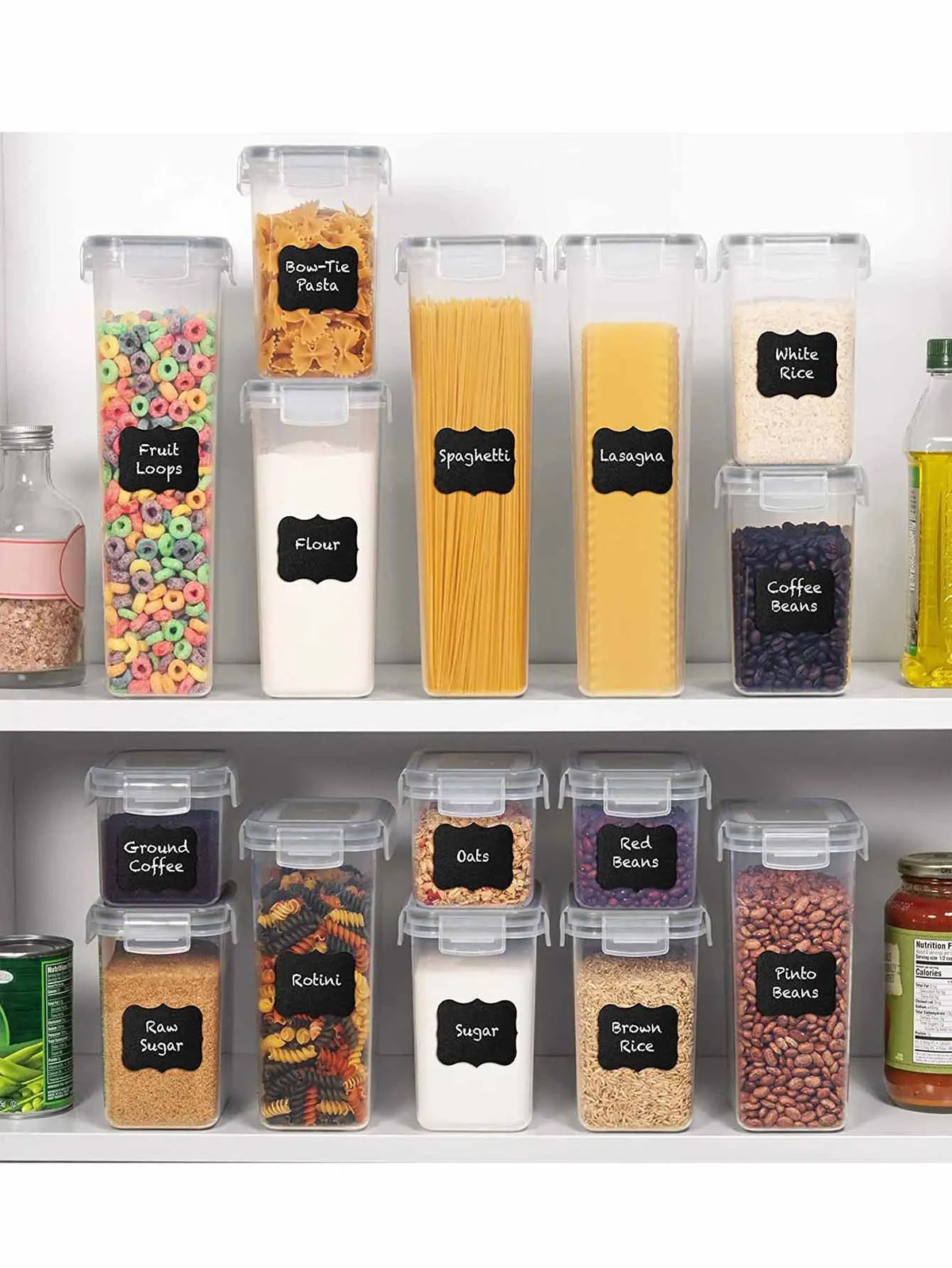 24Pcs Airtight Food Storage Containers With Labels For Flour Grains