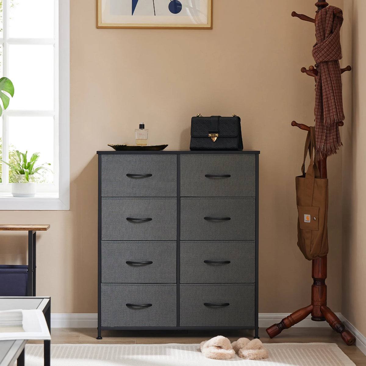 MCQ Fabric 8 Drawer Storage Cabinet Metal Modern Bedroom Nightstand