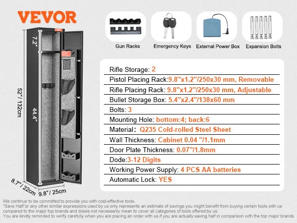 SucceBuy Digital Keypad Gun Safe Cabinet For Long Guns And Pistols