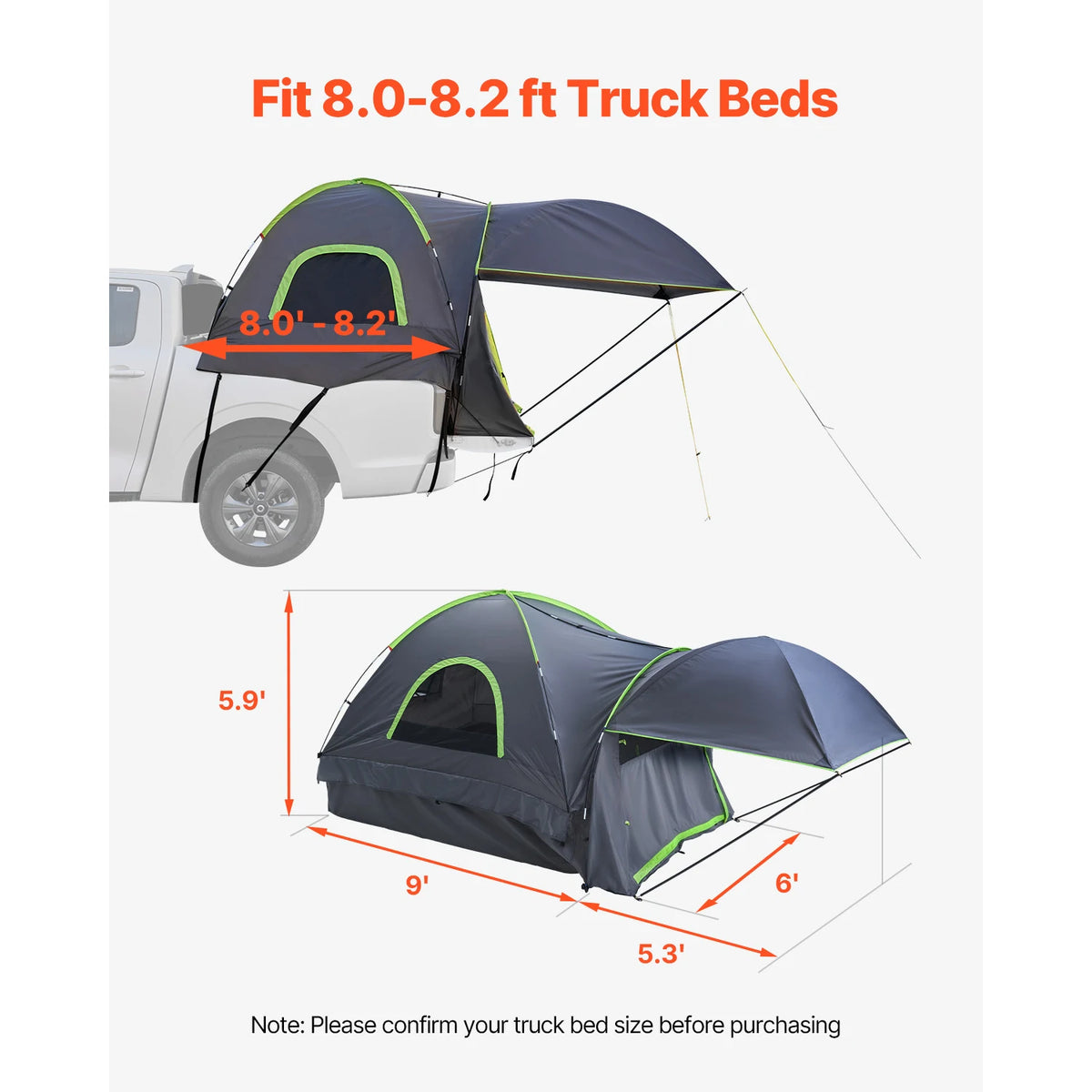 SucceBuy Pickup Truck Bed Tent With Awning For Camping