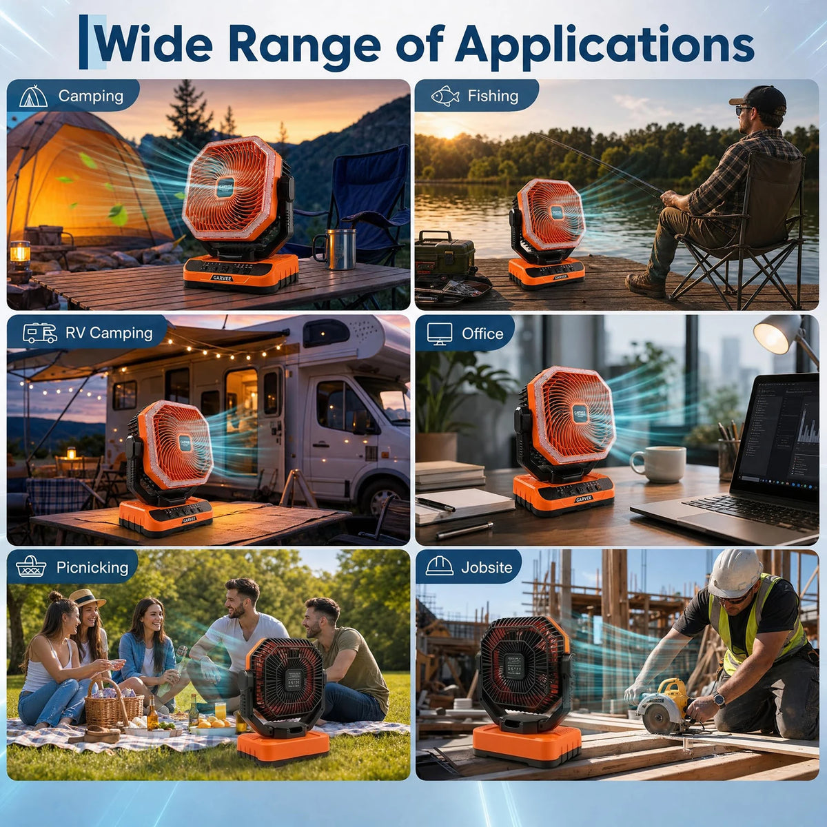 HiMISS 40000mAh Portable Camping Fan With 5 Speeds Remote Light