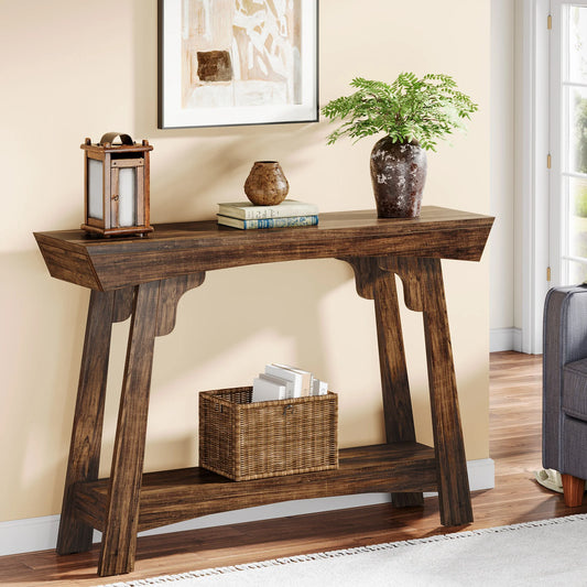 Tribesigns 41.3" Wood Console Table, 2-Tier Entryway Table with Storage Shelf, Farmhouse Narrow Sofa Table Behind Couch