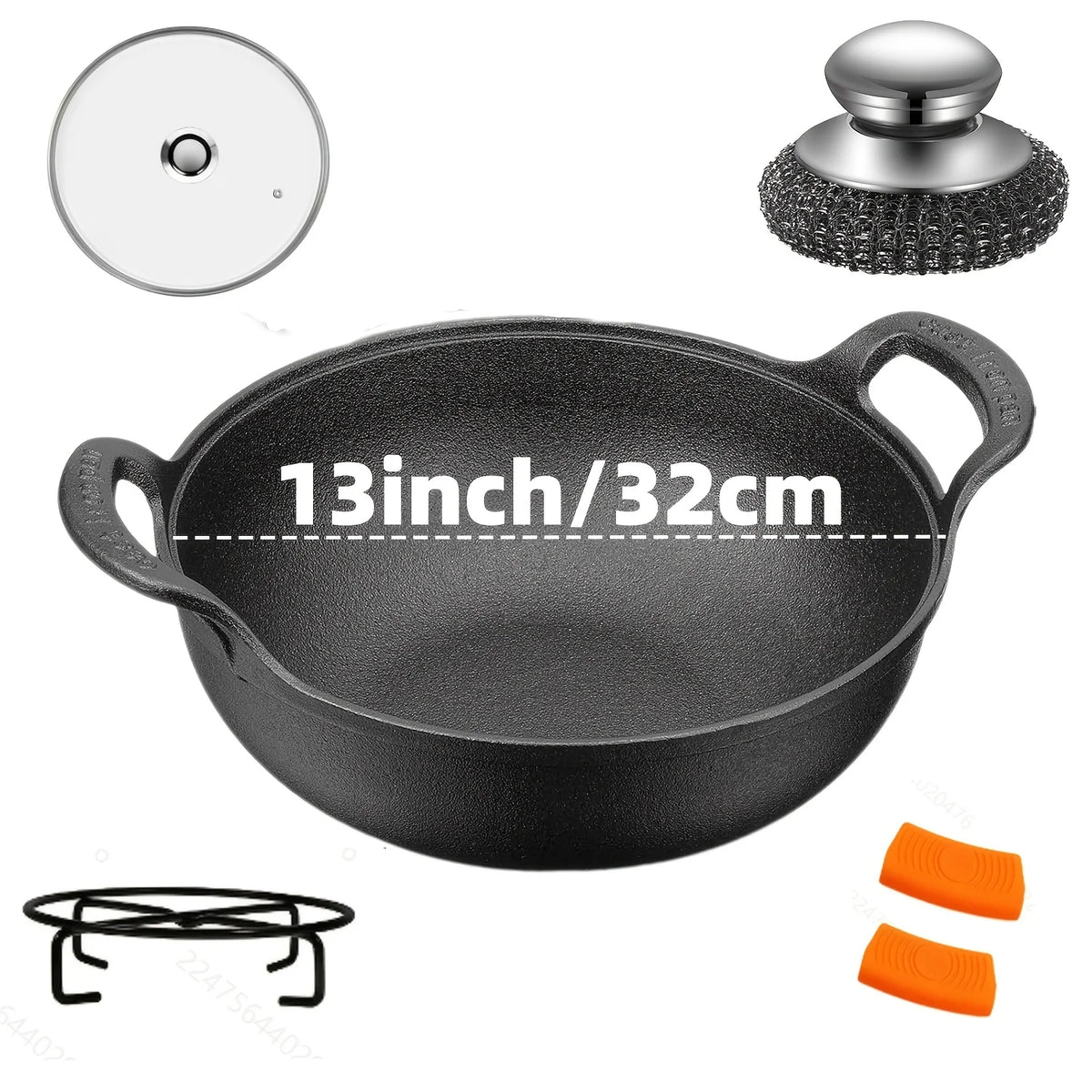 AEDG Cast Iron Skillet Set Three Piece Pre Seasoned Pans