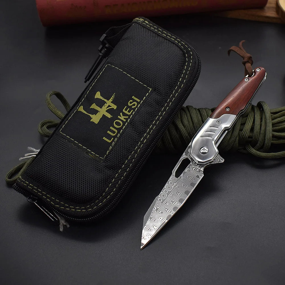 Blackdragon Damascus Steel Folding Pocket Knife With G10 Handle