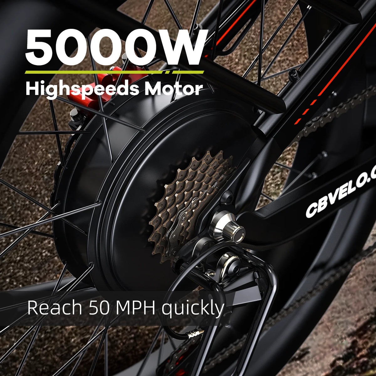 Cybervelo 5000W Peak Fat Tire Electric Bike Mountain Commuter
