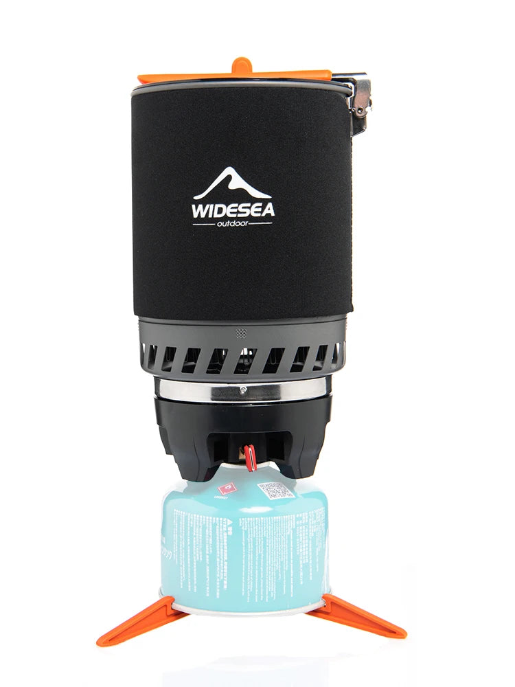 Widesea Camping Cooking System With Heat Exchanger Gas Burner Stove Pot Set