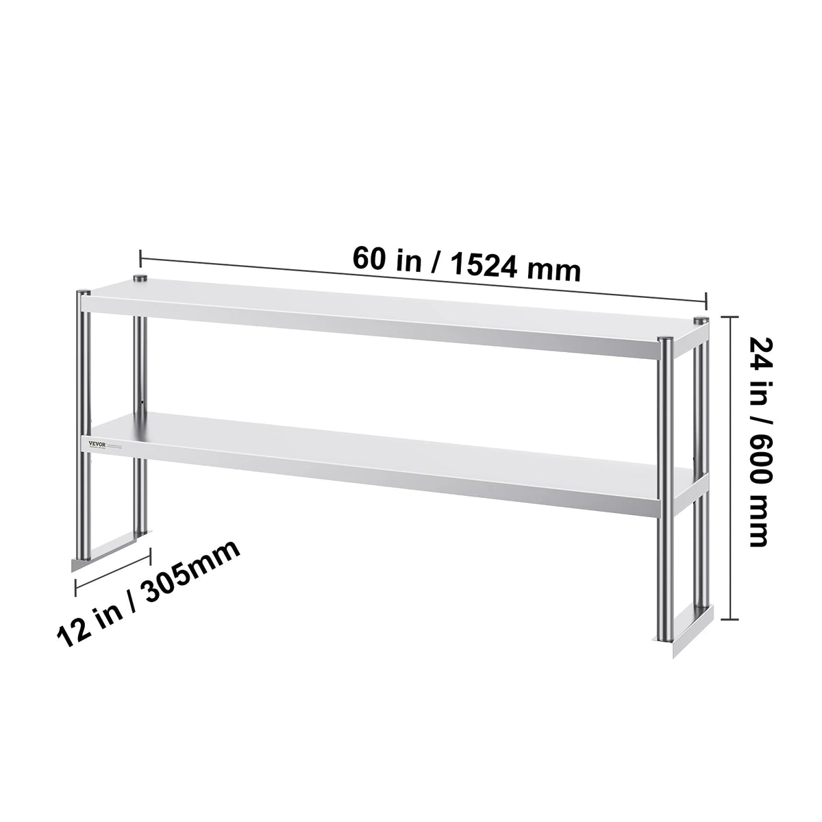 SucceBuy Stainless Steel kitchen worktable Overshelf with Height Adjustable Overshelf Prep Work Table for Kitchen Restaurant