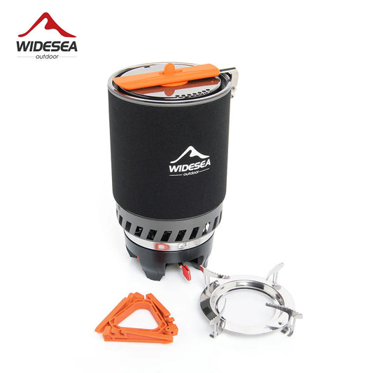 Widesea Camping Cooking System With Heat Exchanger Gas Burner Stove Pot Set