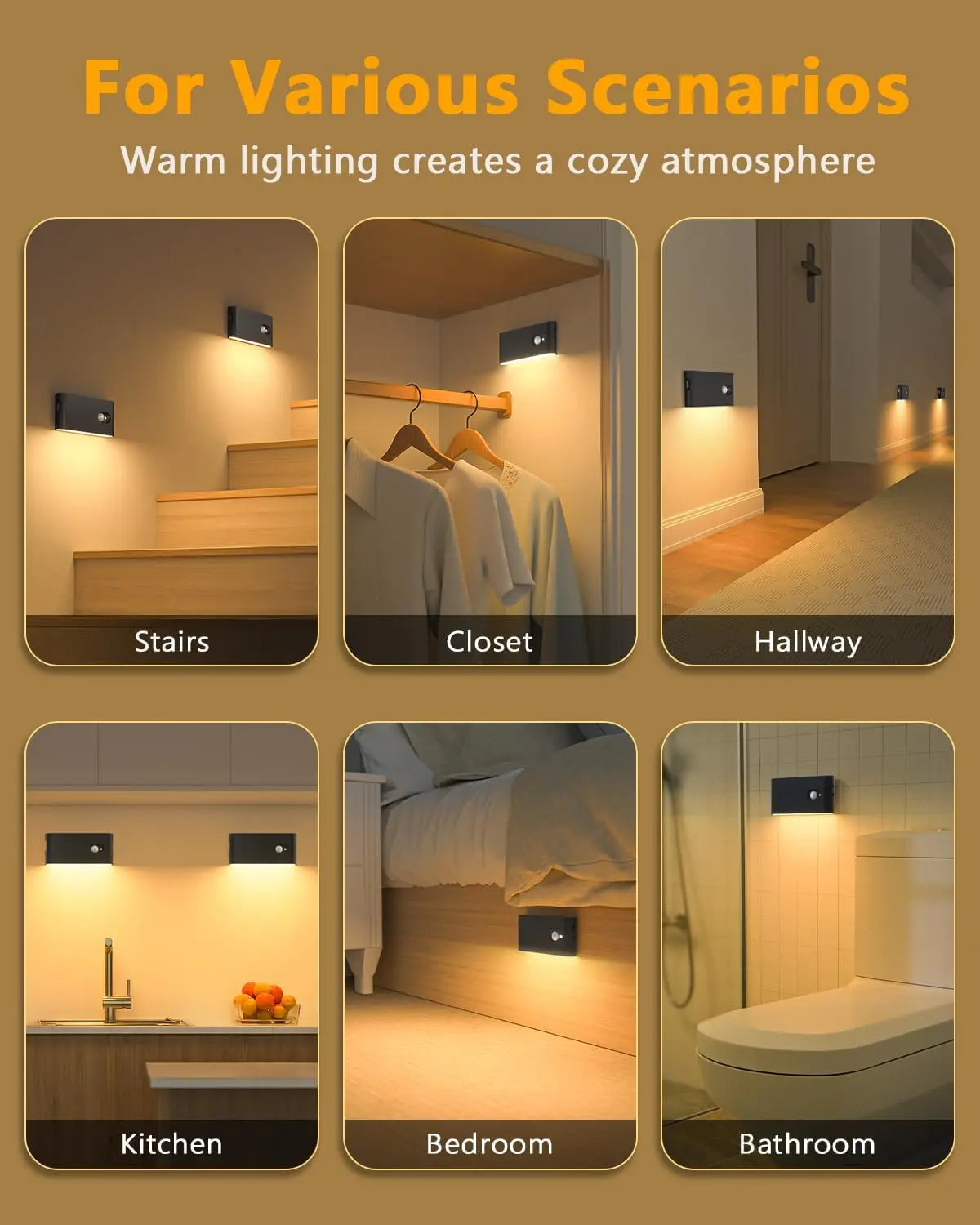 Willed Motion Sensor Stair Lights Wireless Battery Rechargeable Night Lights