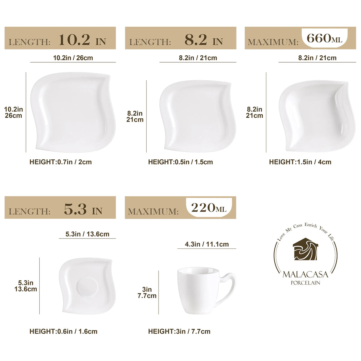 Malacasa Premium Porcelain Dinner Set Complete Tableware Collection