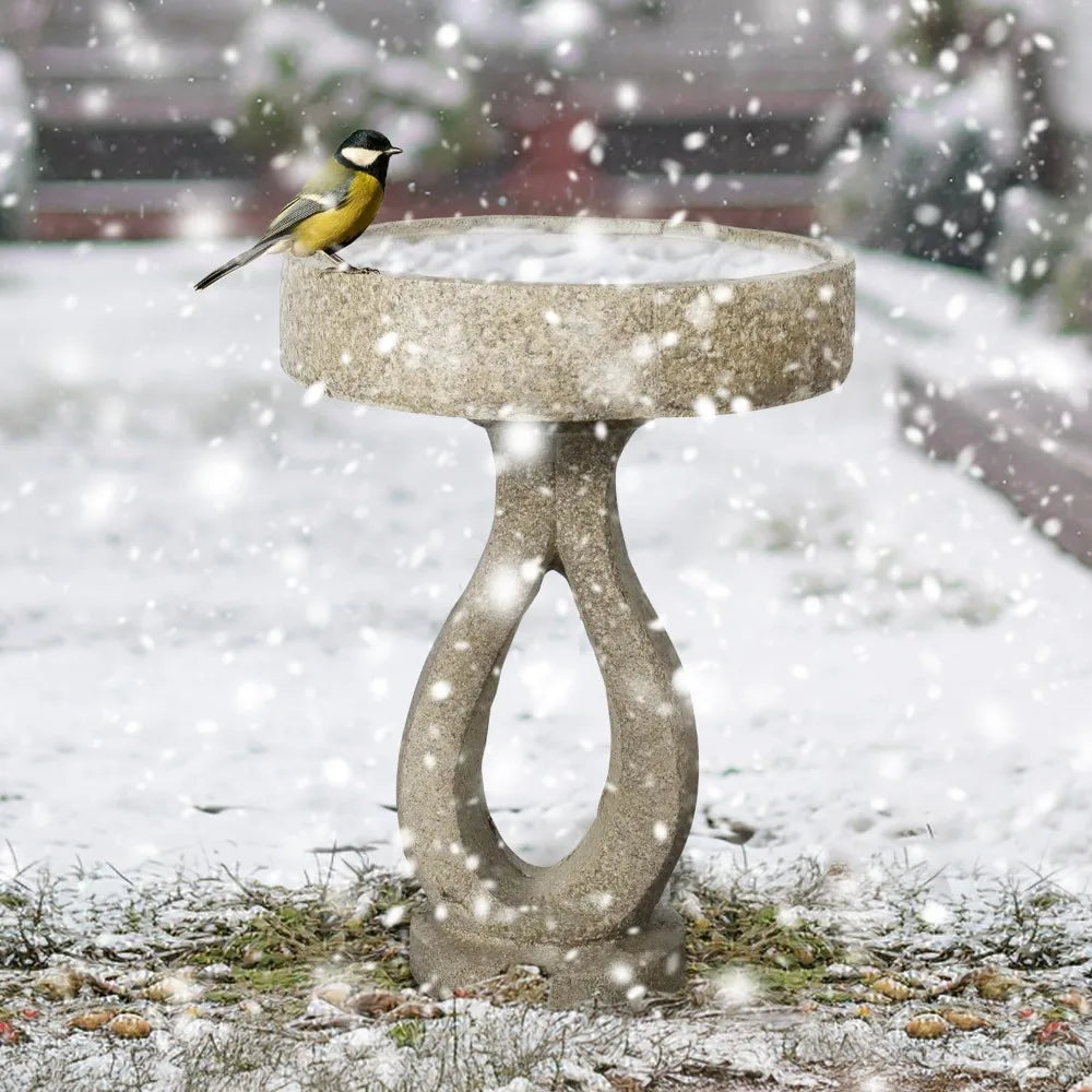 Concrete Modern Garden Bird Bath With Geometric Pedestal Decoration