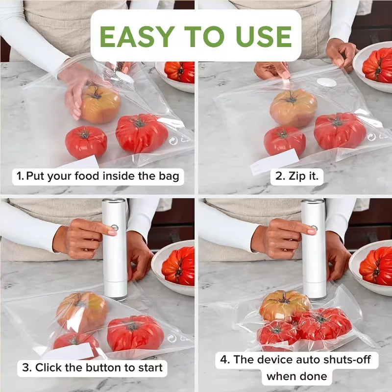 Handheld Vacuum Sealer With 5 Reusable Bags Portable Meal Saver