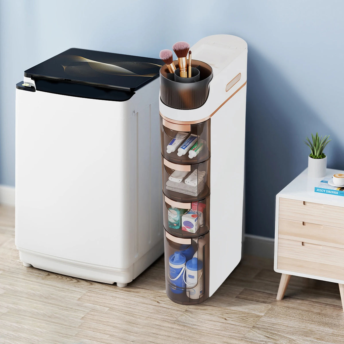 White 4-Drawer Slim Bathroom Storage Organizer