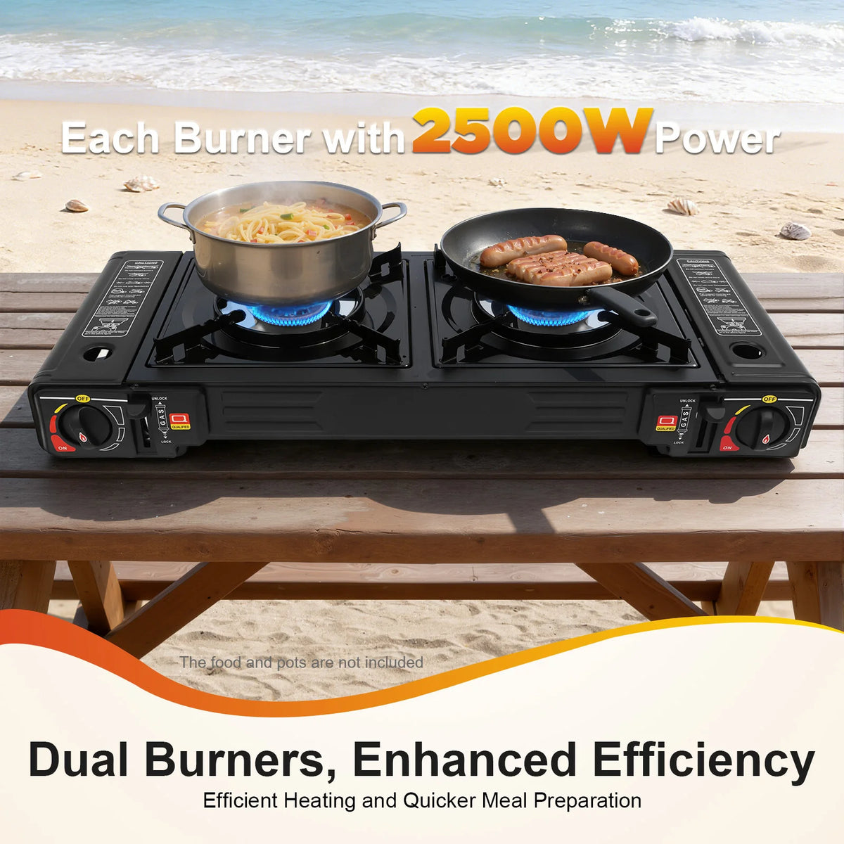 Portable 2 Burner Gas Stove With Tray